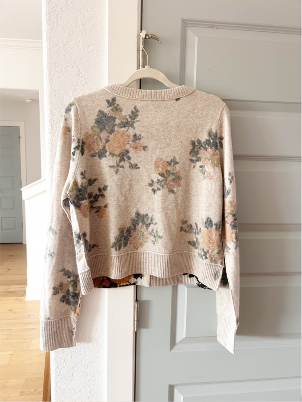 NWT Free People Nocturnal Patterned Cashmere Cardigan Sweater Oat Combo - Picture 7 of 7